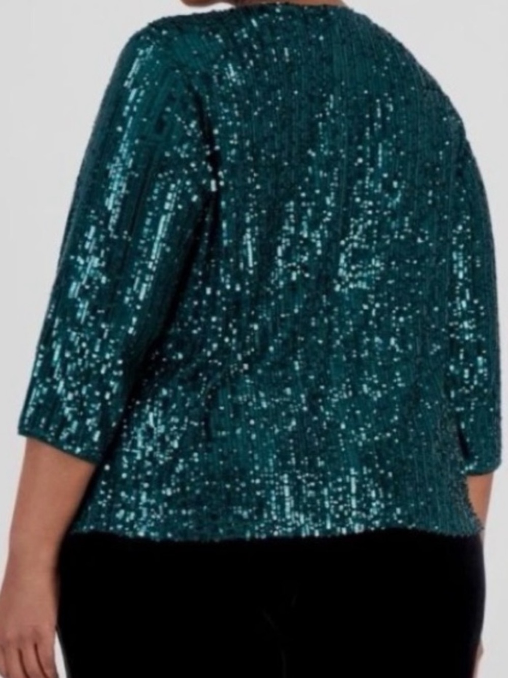 Alex Evenings Women's Plus Size Sequin Twinset Green One Piece size 3X - Picture 3 of 10